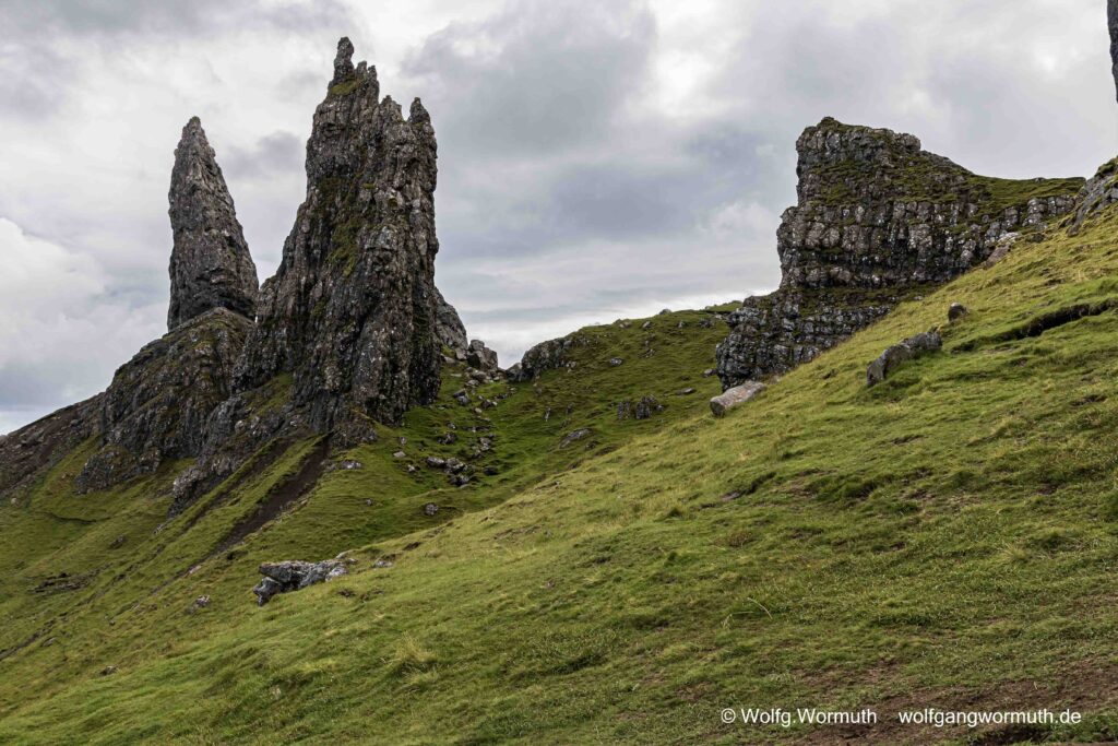 Landschaftsaufnahme, Quiraing auf Skye in Schottland.
