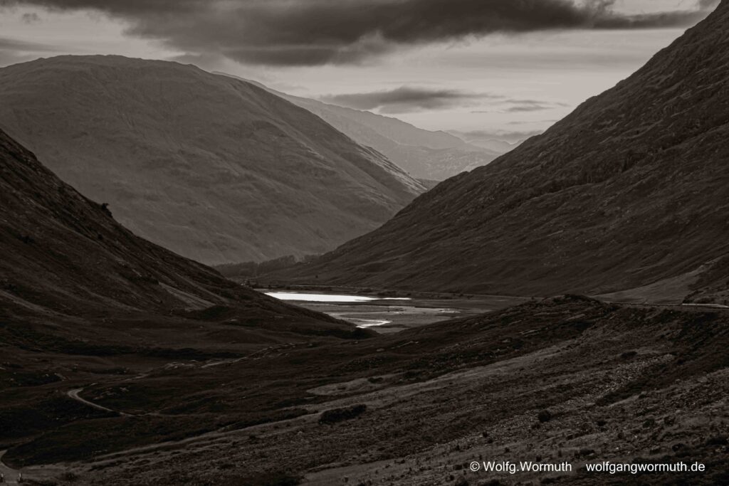 s/w sepia, Aufnahme, Glencoe Nationalpark Schottland.